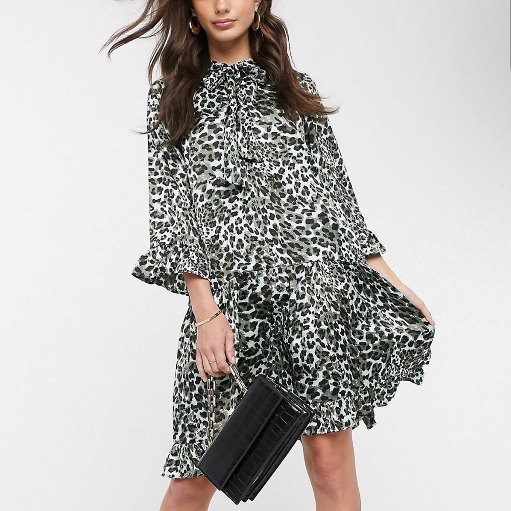 YAS Animal Print Smock Dress